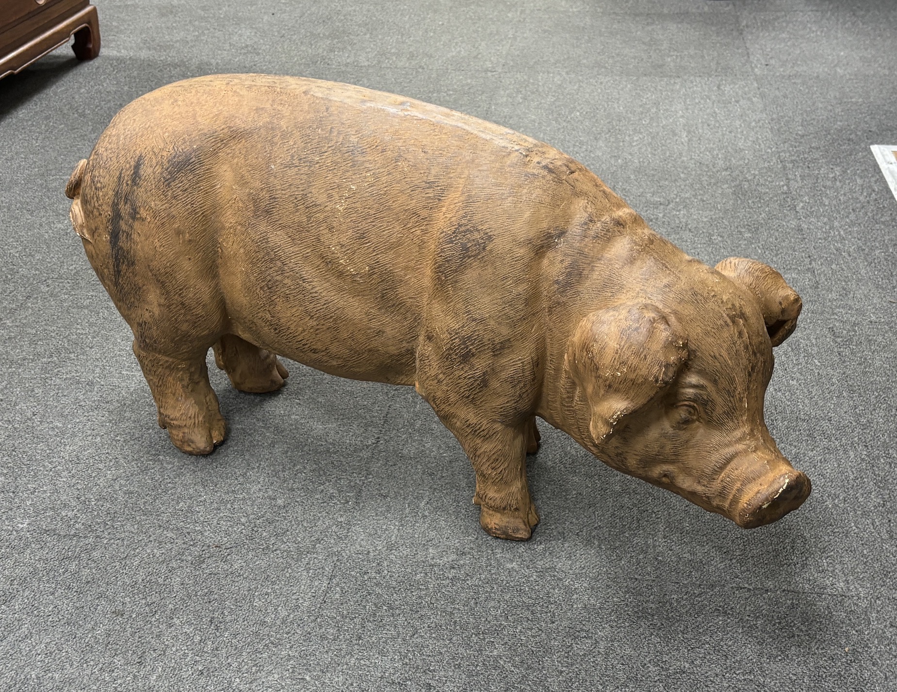 A resin model of a pig, length 76cm